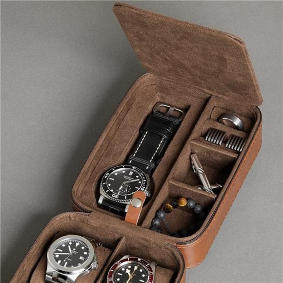 5 Watch Travel Case Storage Organizer for 5 Watches | Tough Portable Protection - Picture 4 of 6